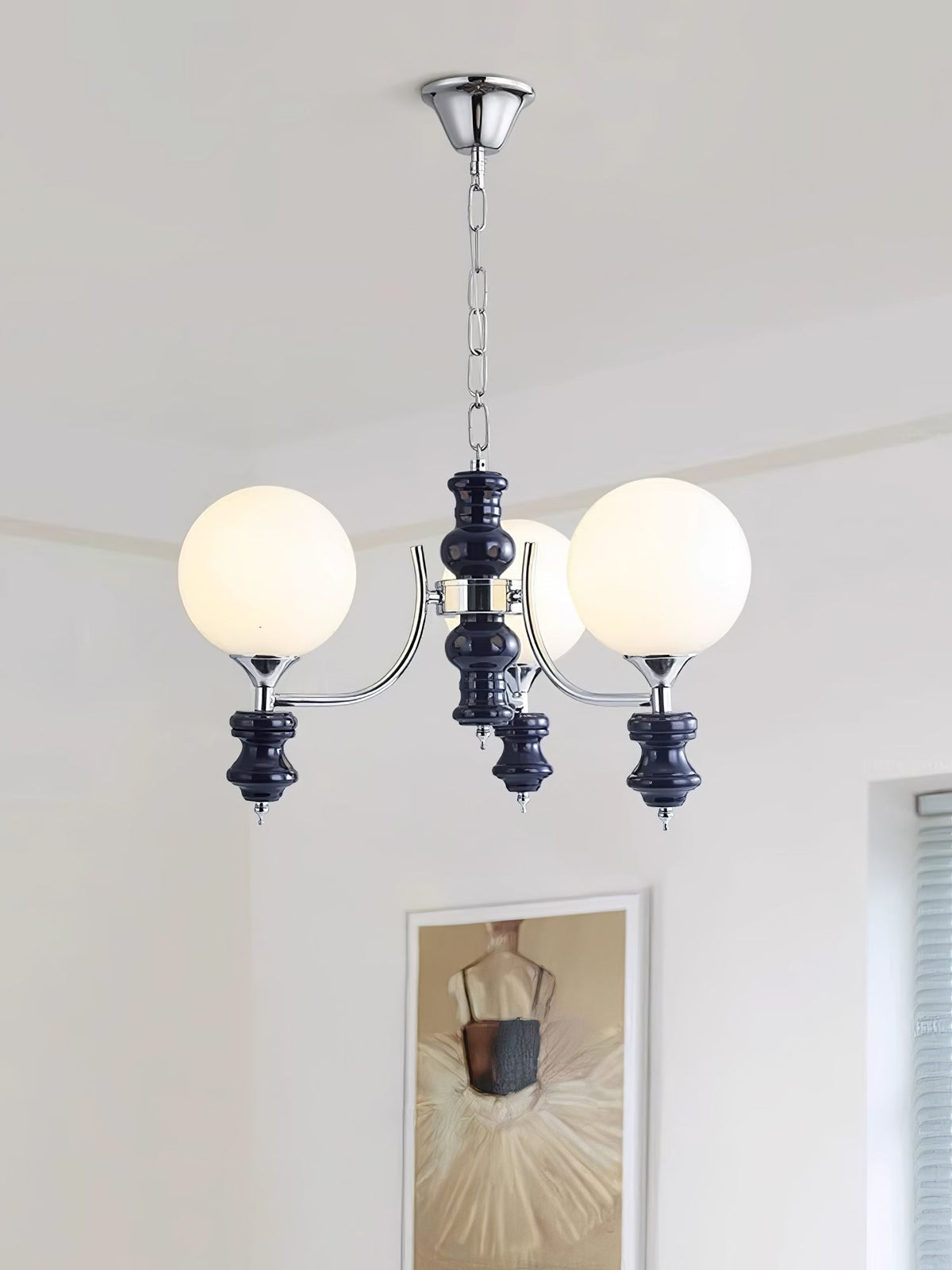 Lustre Navette en verre et métal – vue 12