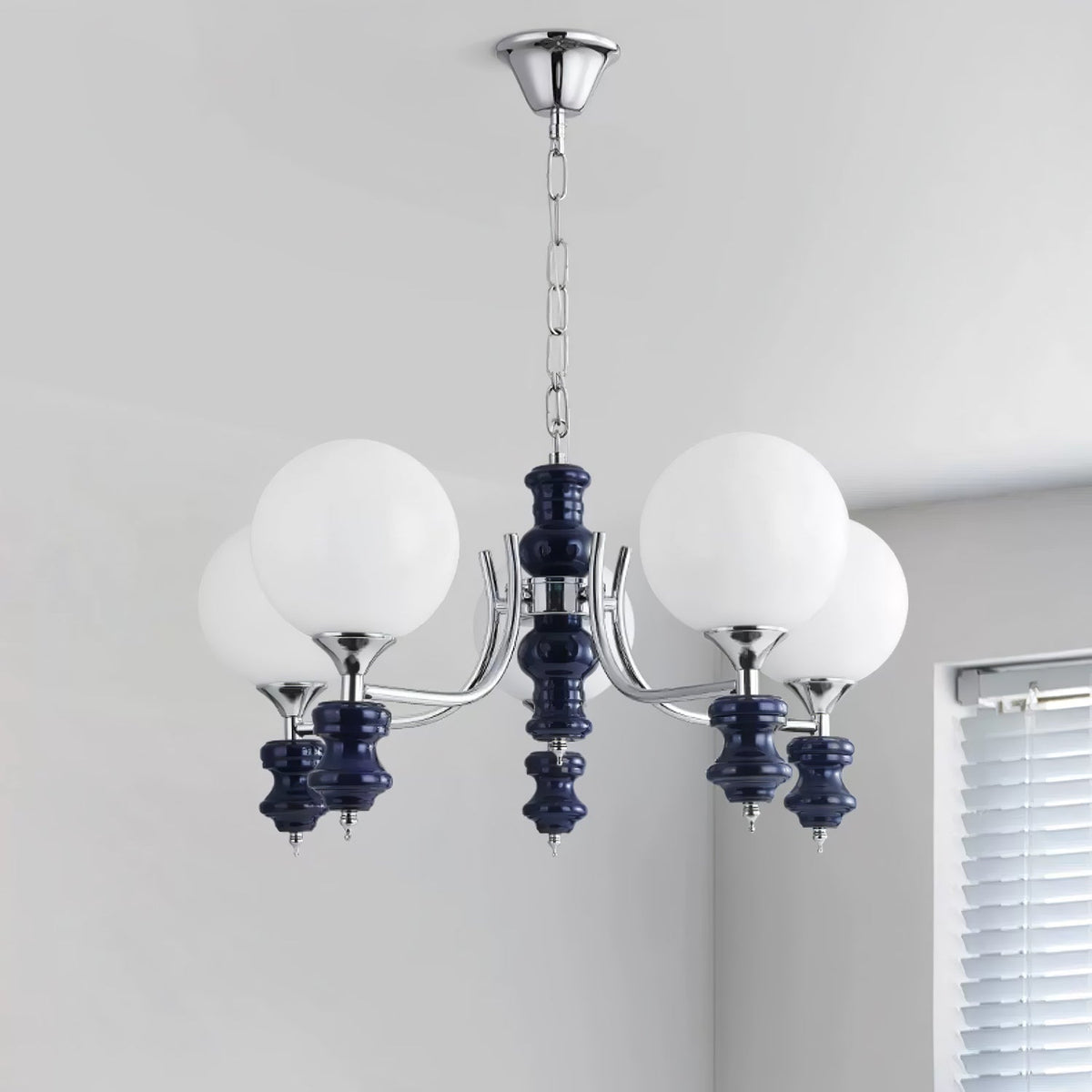 Lustre Navette en verre et métal – vue 6
