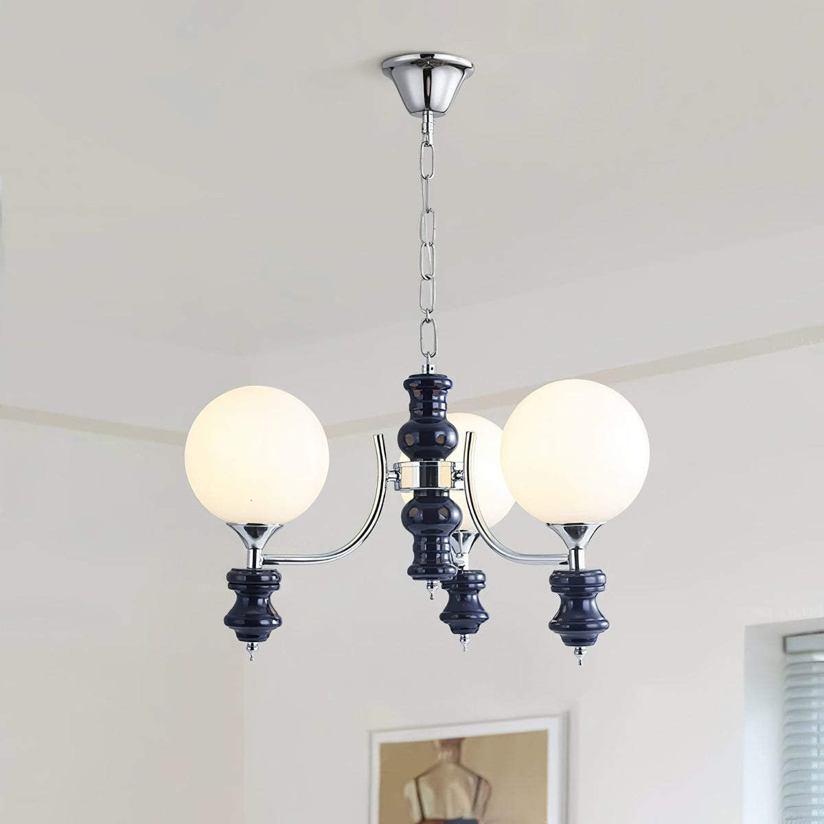 Lustre Navette en verre et métal – vue 9