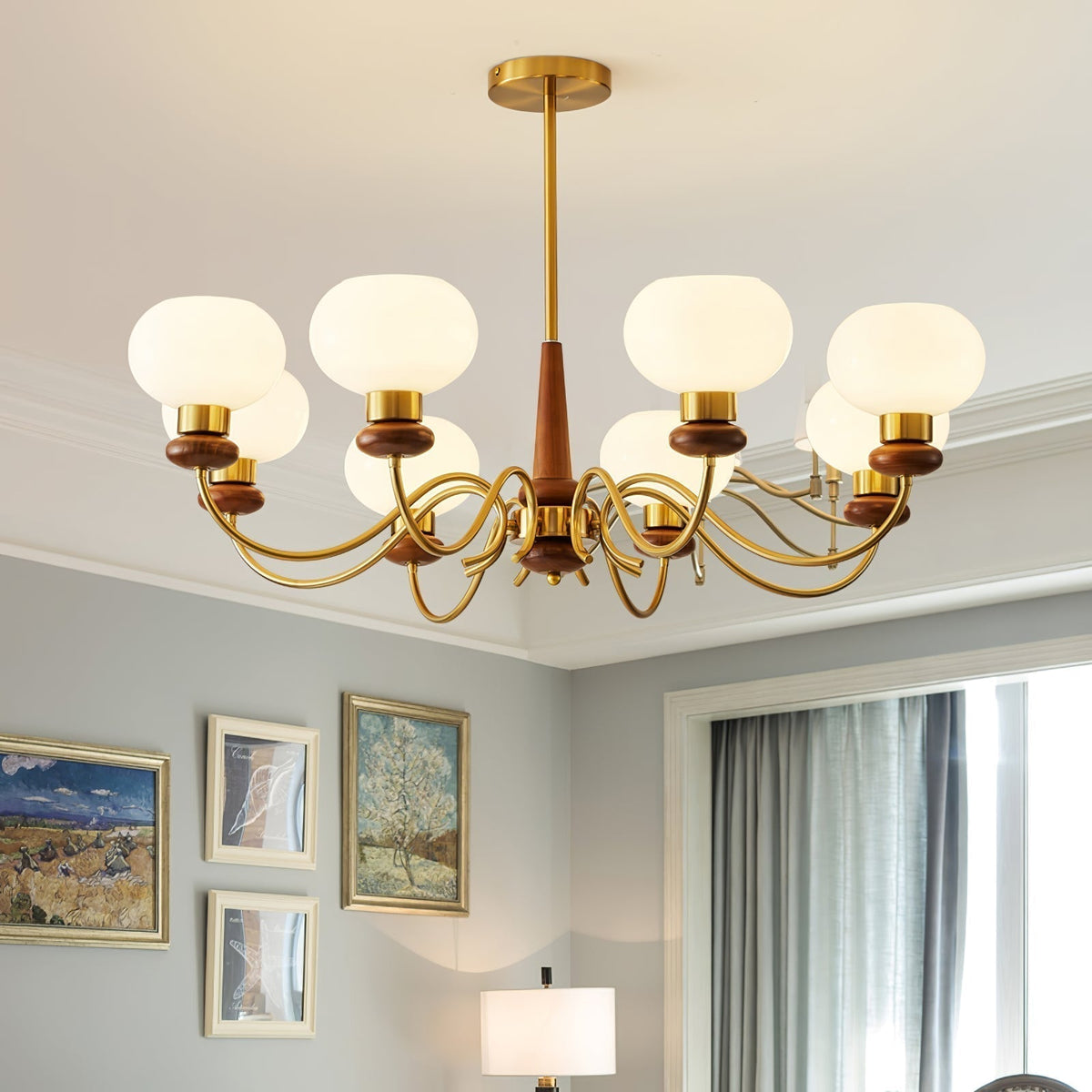 Lustre Idylle en bois et laiton – vue 15