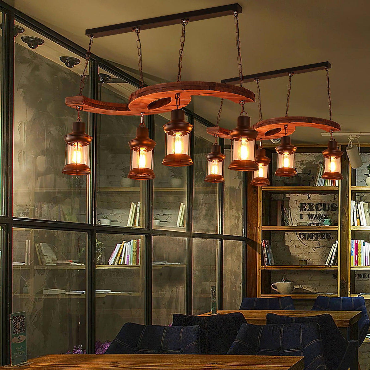 Lustre Gavotte en bois et fer – vue 6