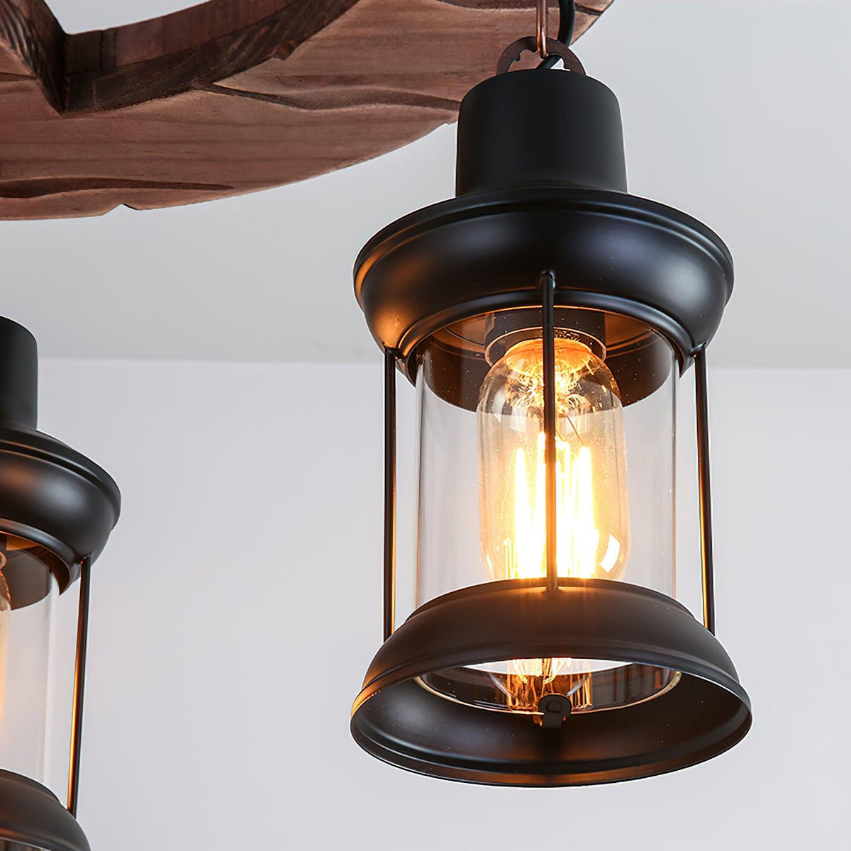 Lustre Gavotte en bois et fer – vue 12