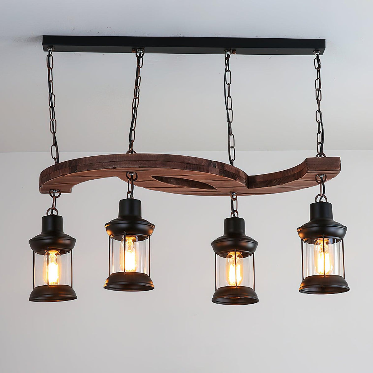 Lustre Gavotte en bois et fer – vue 15