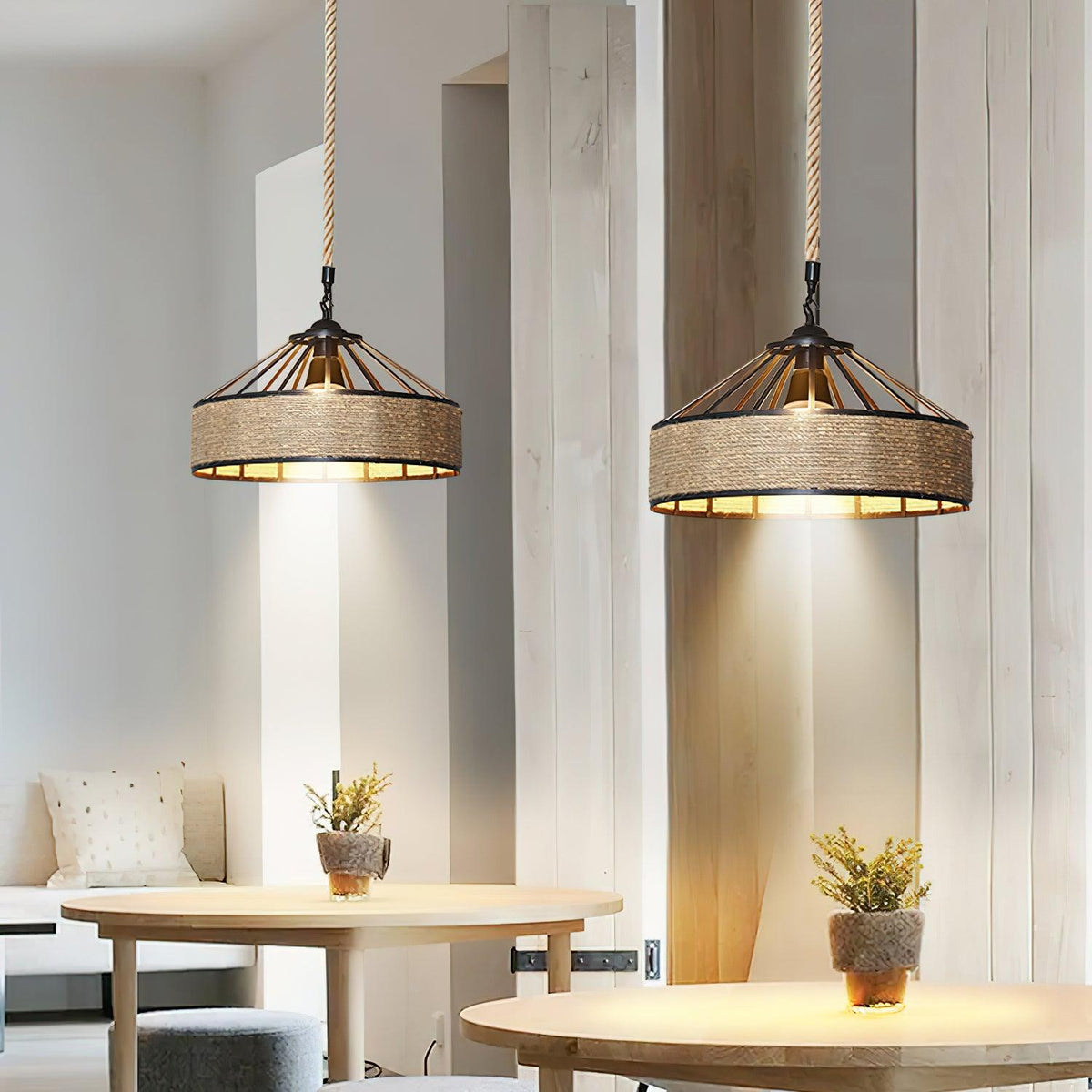 Suspension Harpe en jute et fer – vue 50