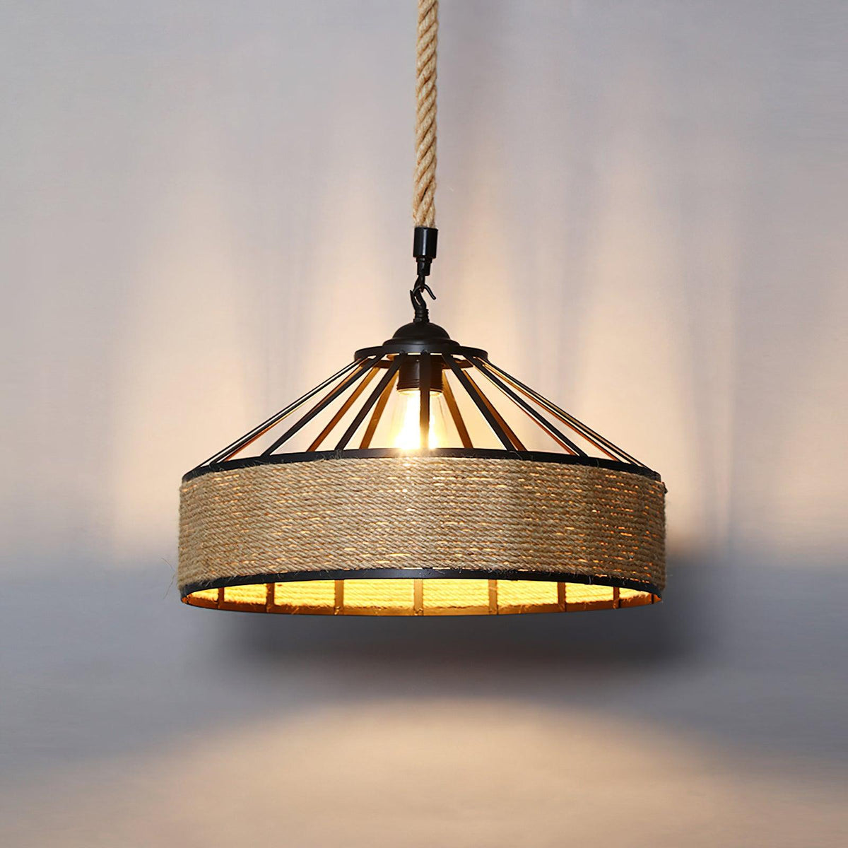 Suspension Harpe en jute et fer – vue 26