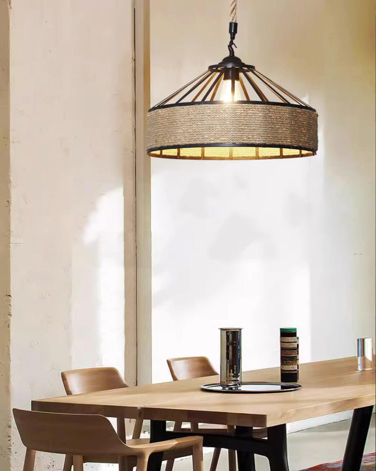 Suspension Harpe en jute et fer – vue 15