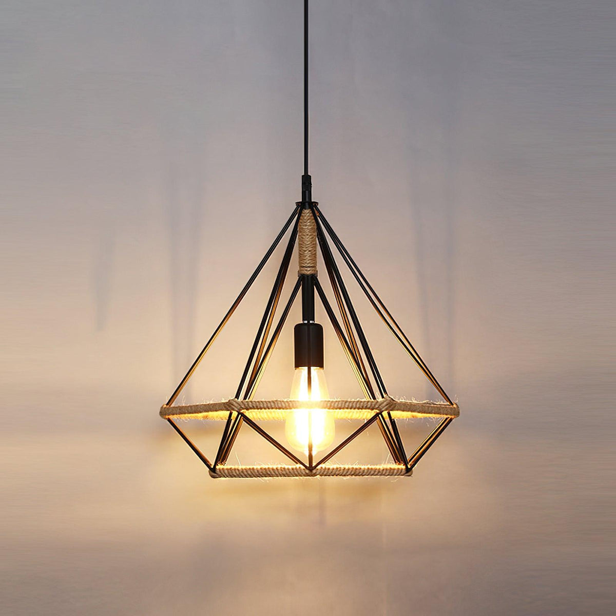 Suspension Quadrille en jute et fer – vue 32