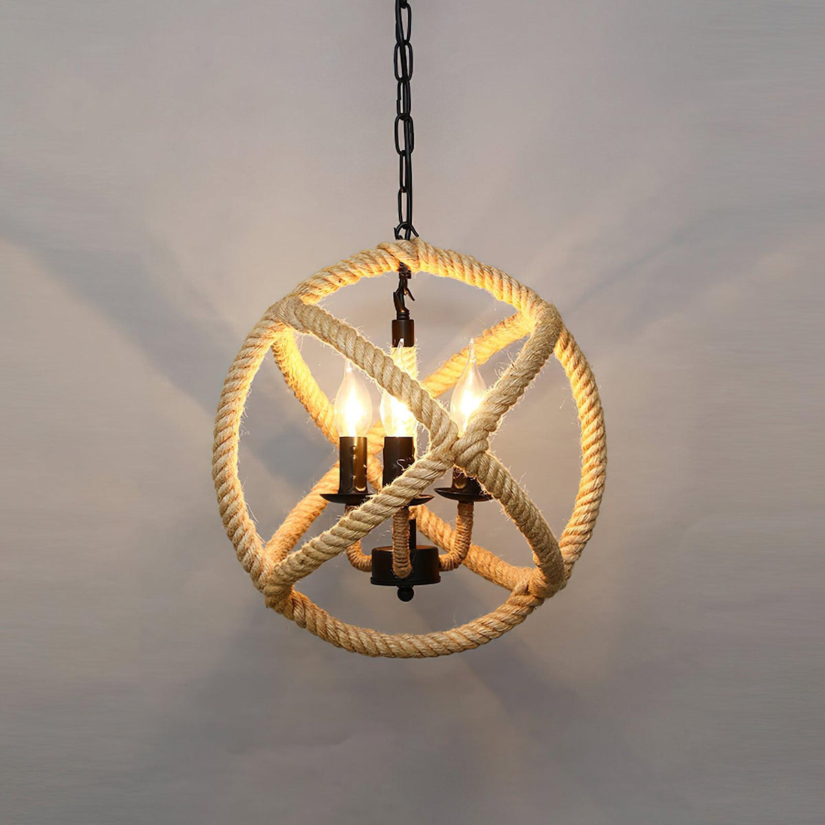 Suspension Quadrille en jute et fer – vue 25