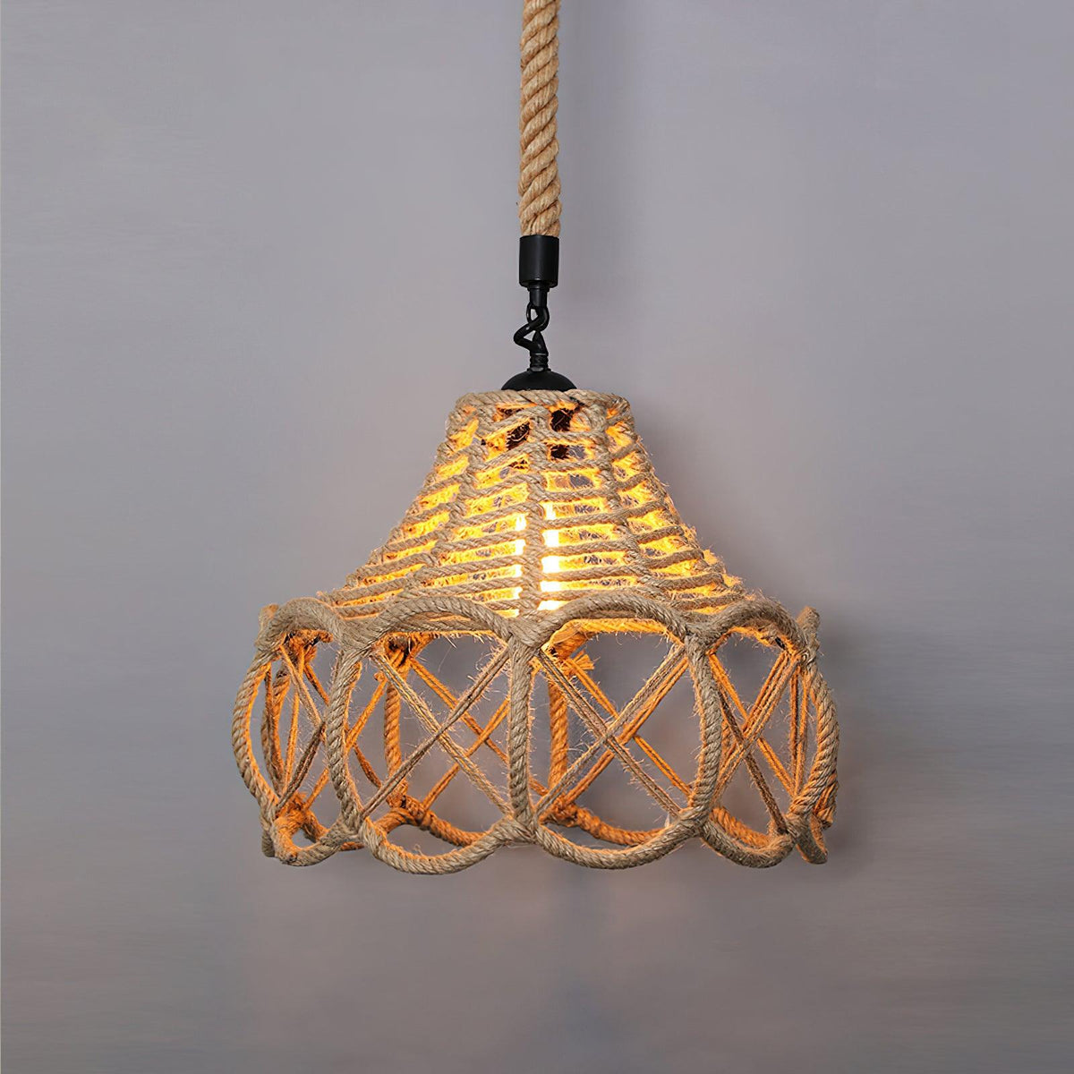 Suspension Quadrille en jute et fer – vue 26