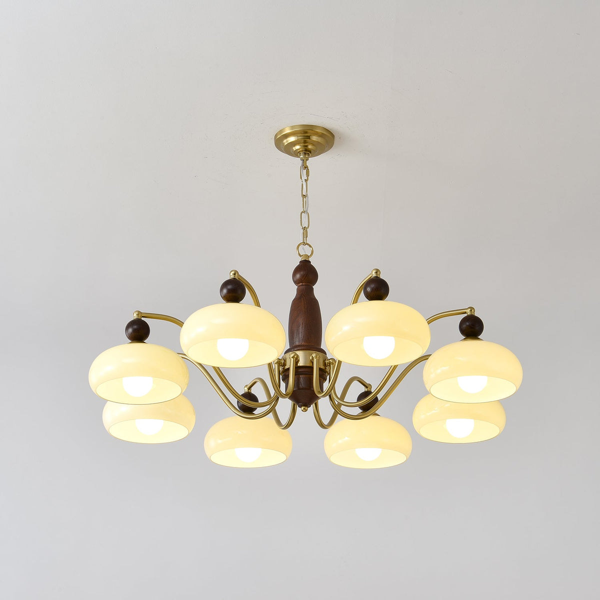 Lustre Comète en verre et bois – vue 9