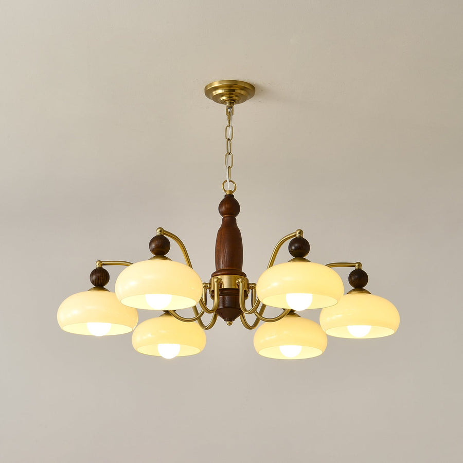 Lustre Comète en verre et bois – vue 2