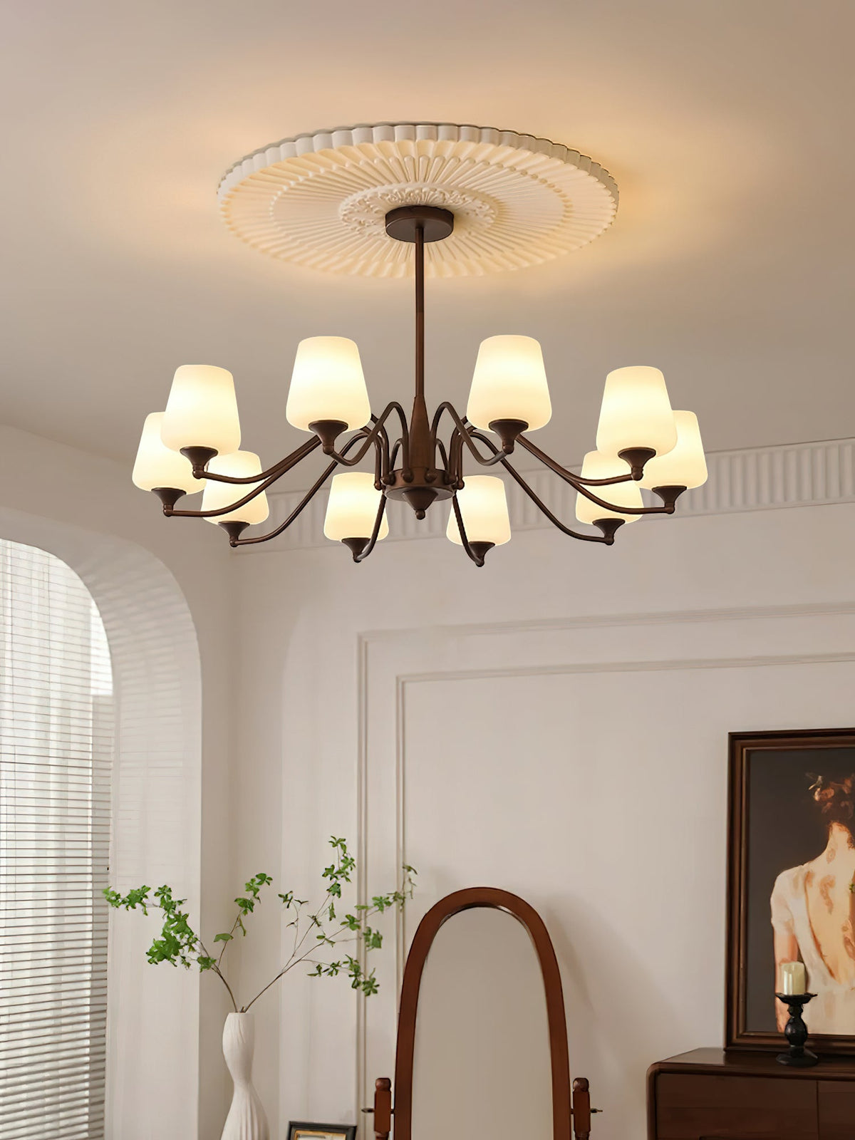 Lustre Rosace en verre et métal – vue 14