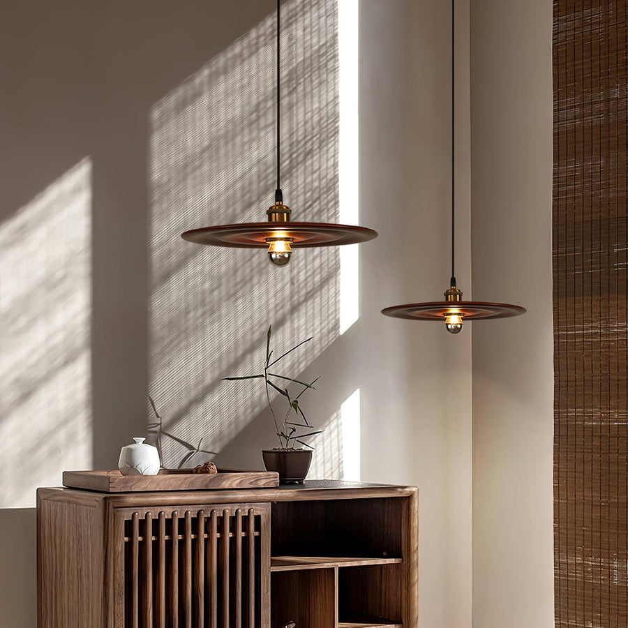 Suspension Oural en verre et bois – vue 2
