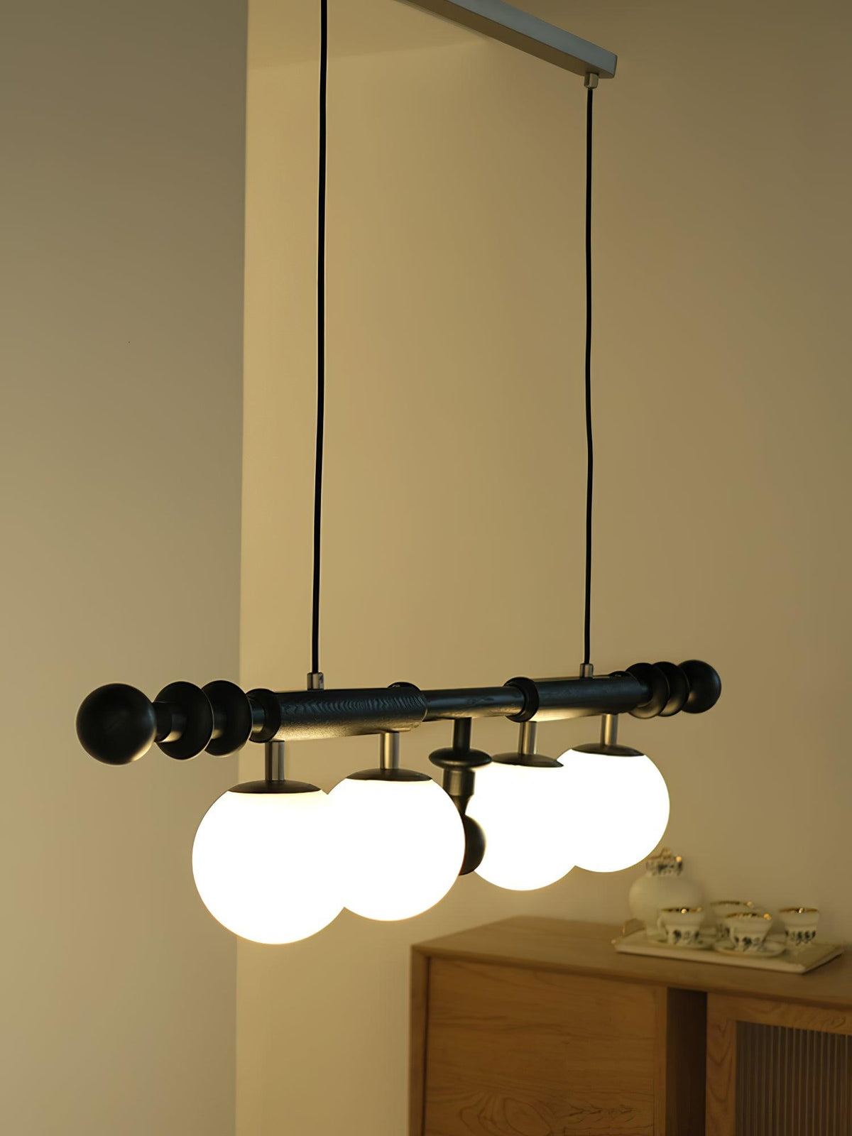 Lustre Clairon en verre et noyer – vue 22