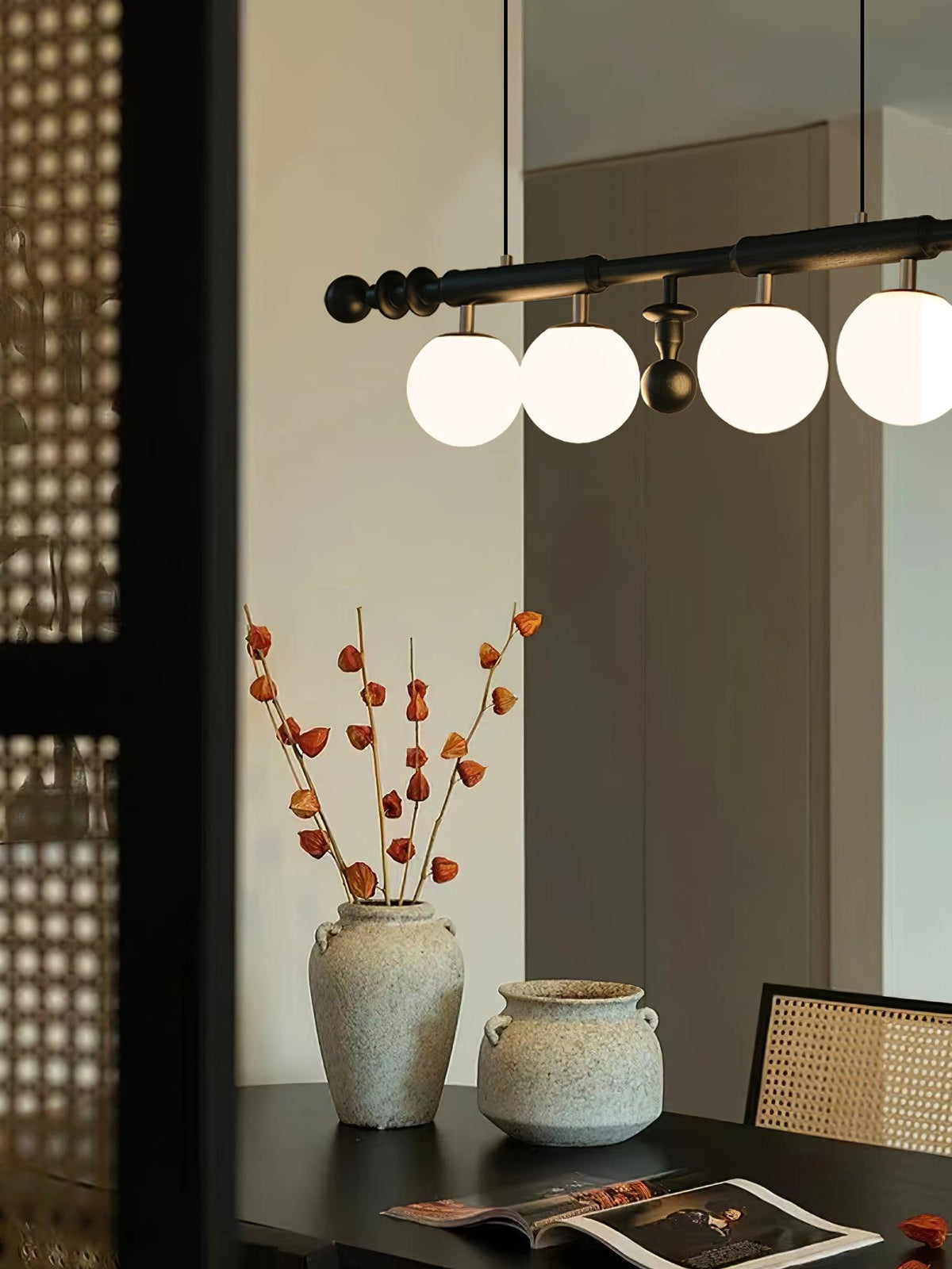 Lustre Clairon en verre et noyer – vue 23