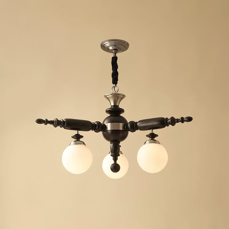 Lustre Rosalie en verre et bois – vue 20