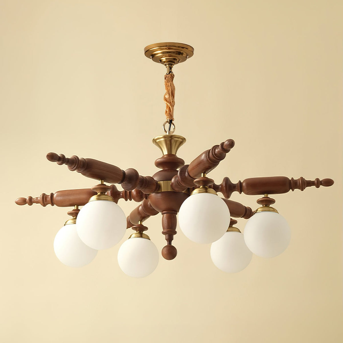 Lustre Rosalie en verre et bois – vue 23