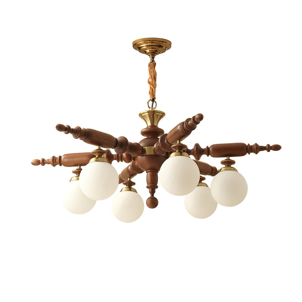 Lustre Rosalie en verre et bois – vue 2