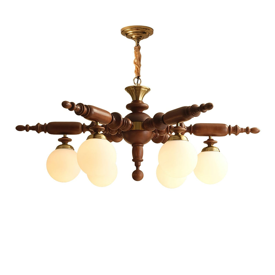 Lustre Rosalie en verre et bois – vue 5