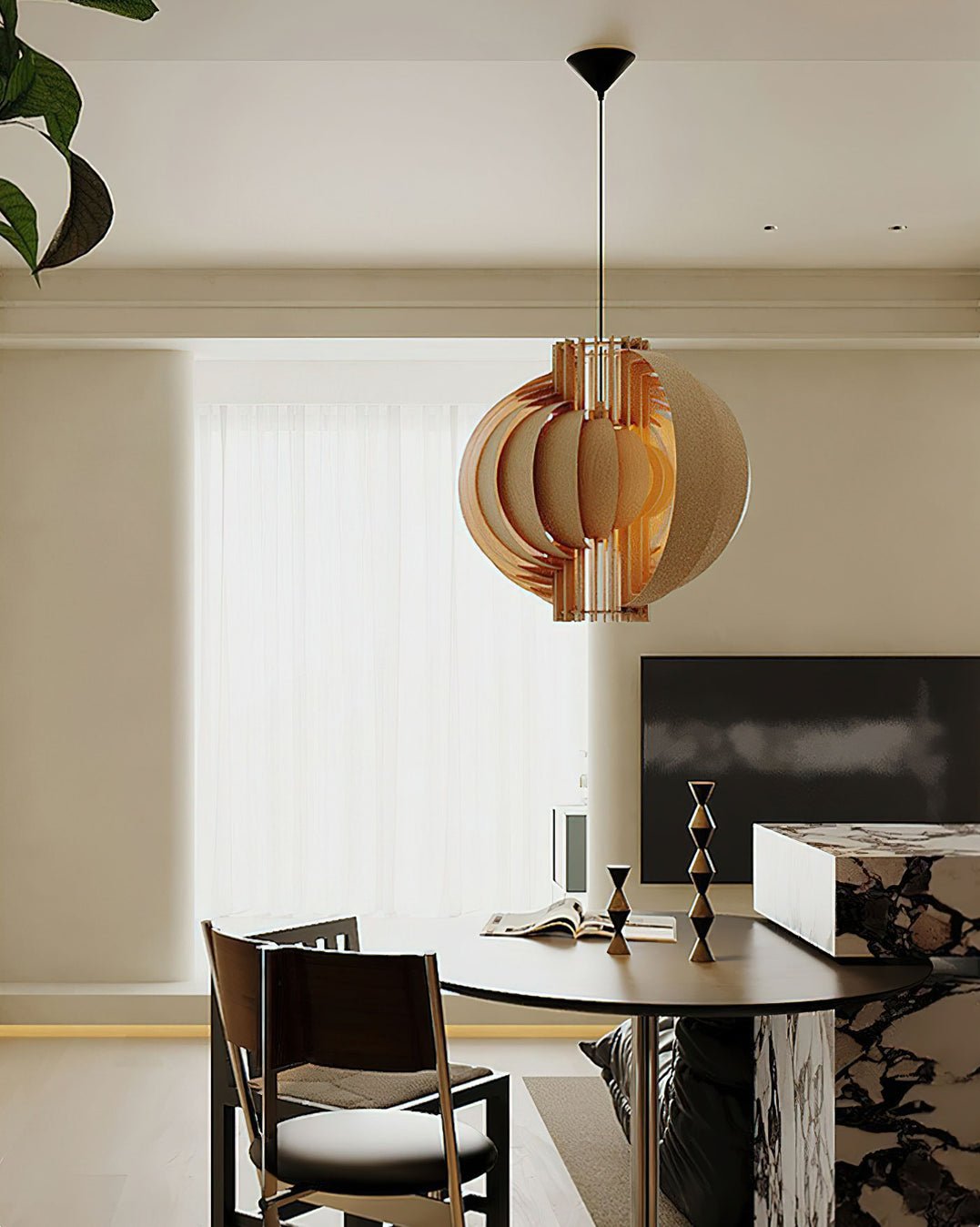 Suspension Mandarine en bois et métal – vue 5