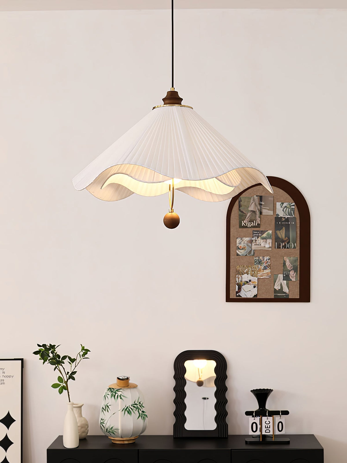 Suspension Coquelicot en bois et tissu – vue 6