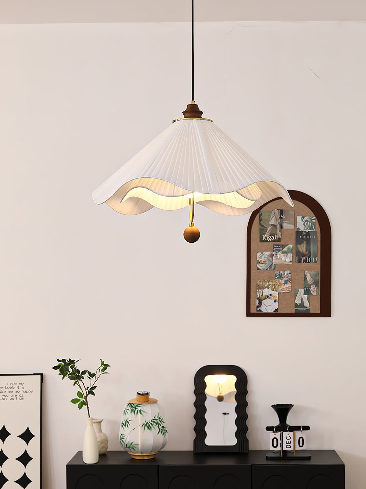 Suspension Coquelicot en bois et tissu – vue 10