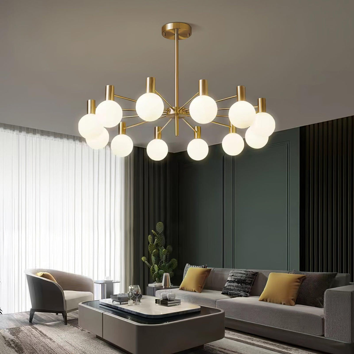 Lustre Trille en verre et fer – vue 2
