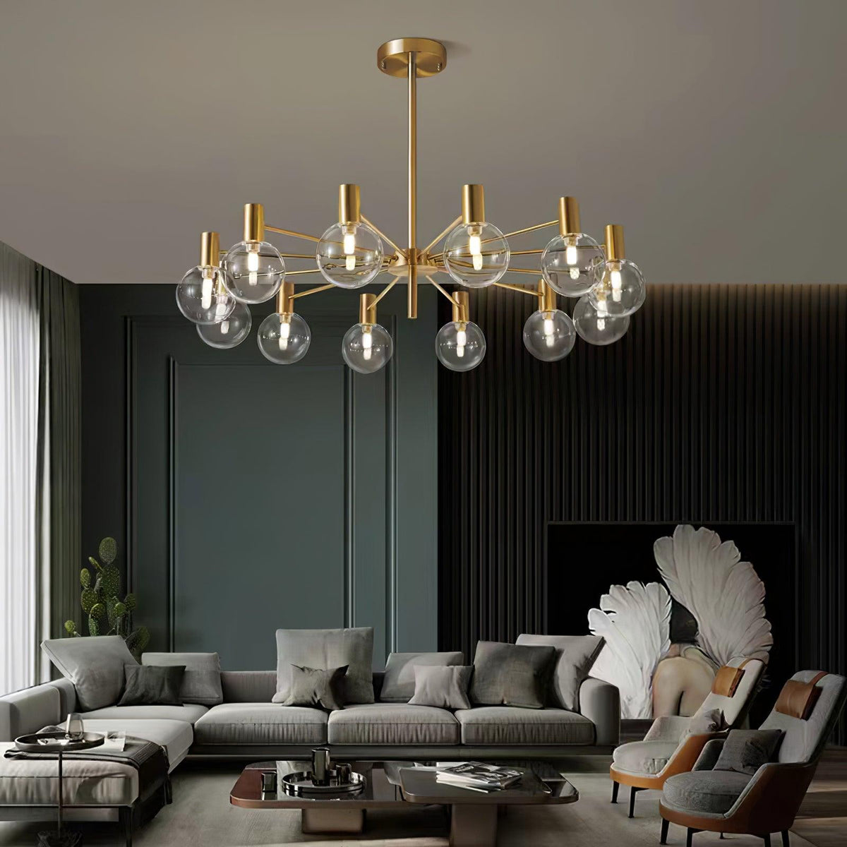 Lustre Trille en verre et fer – vue 18