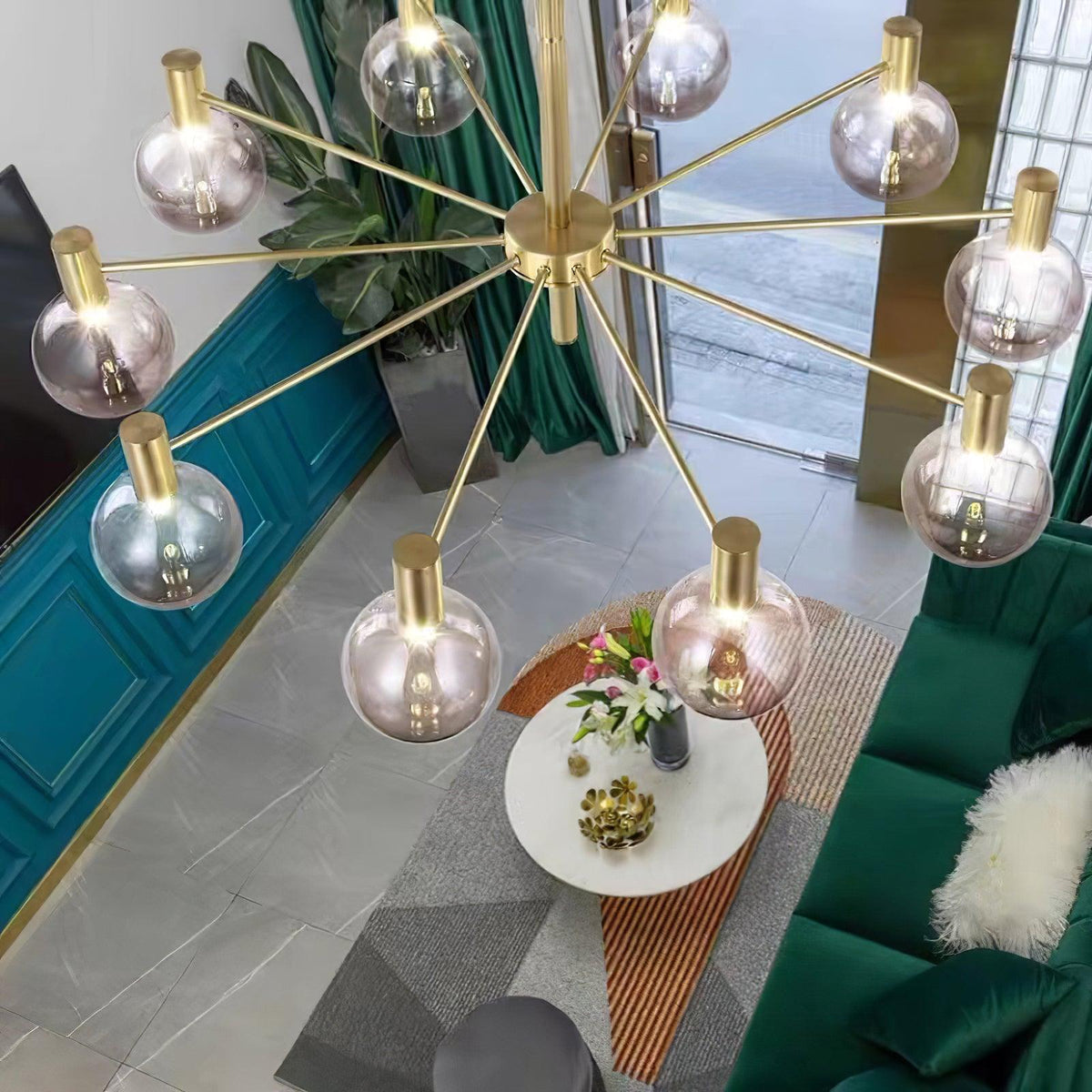 Lustre Trille en verre et fer – vue 14