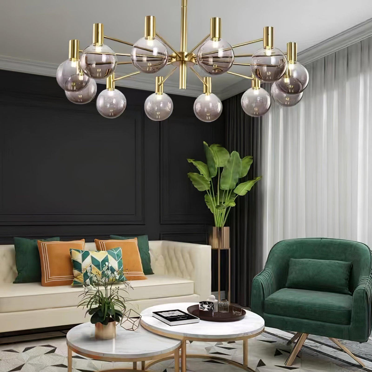 Lustre Trille en verre et fer – vue 24