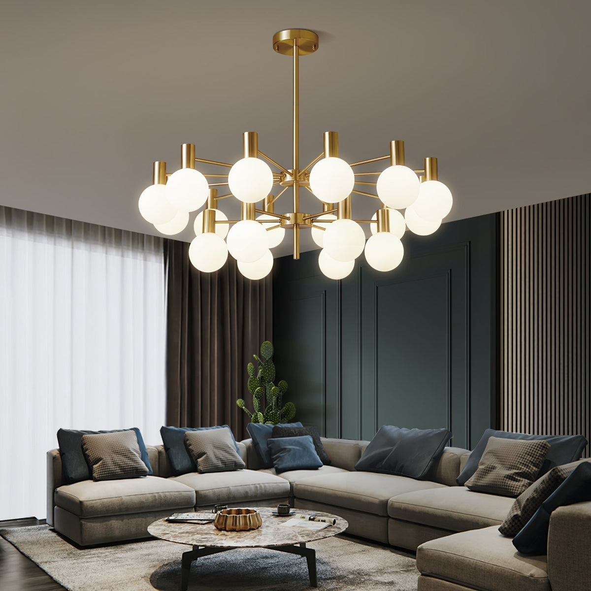 Lustre Trille en verre et fer – vue 16