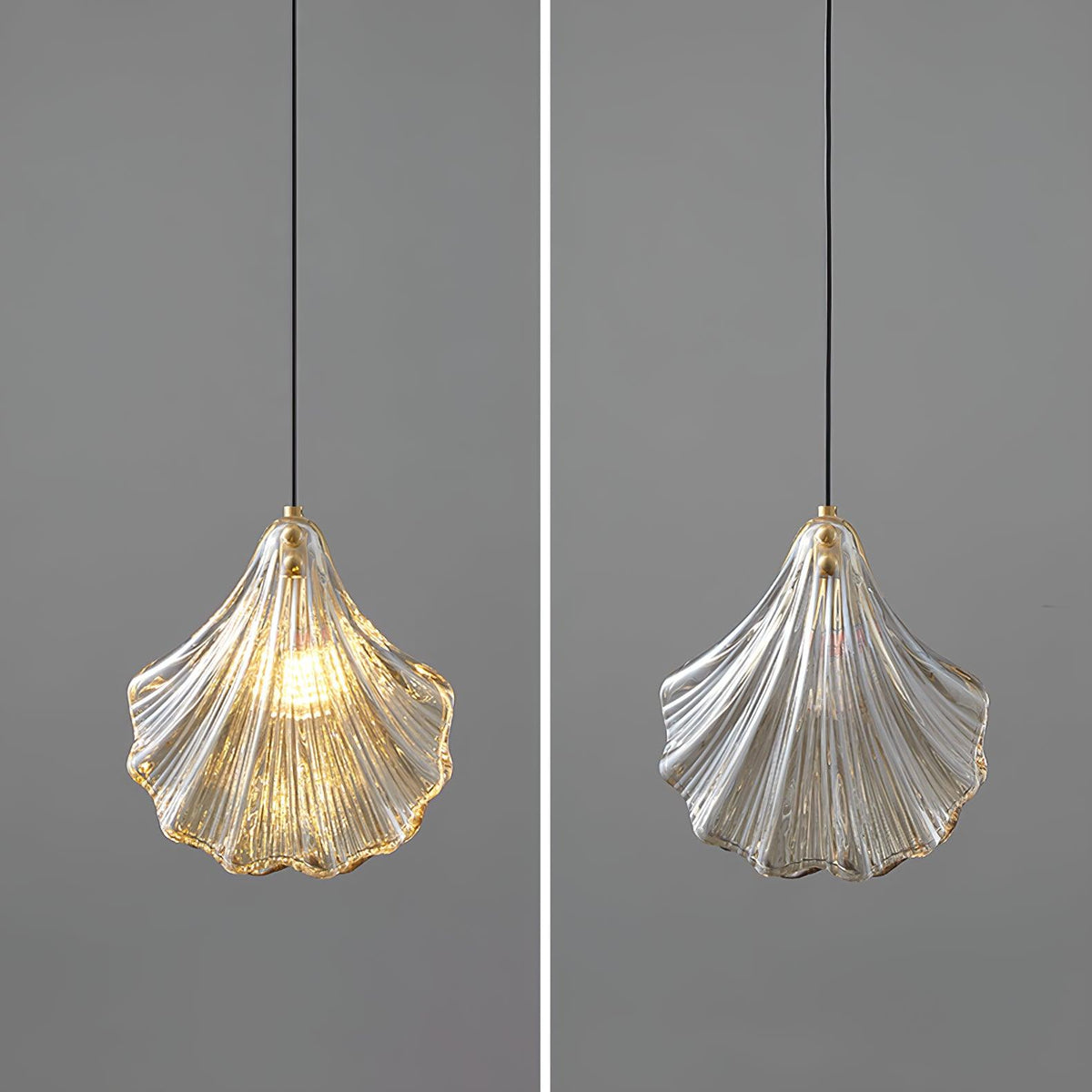 Suspension Parasol en verre et laiton – vue 2