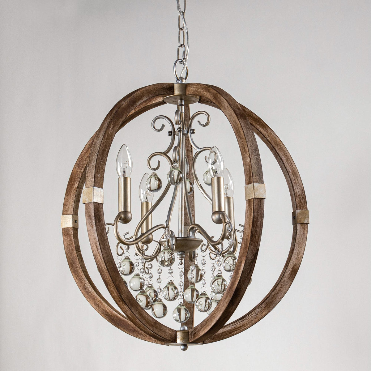 Suspension Fanal en bois et métal – vue 2