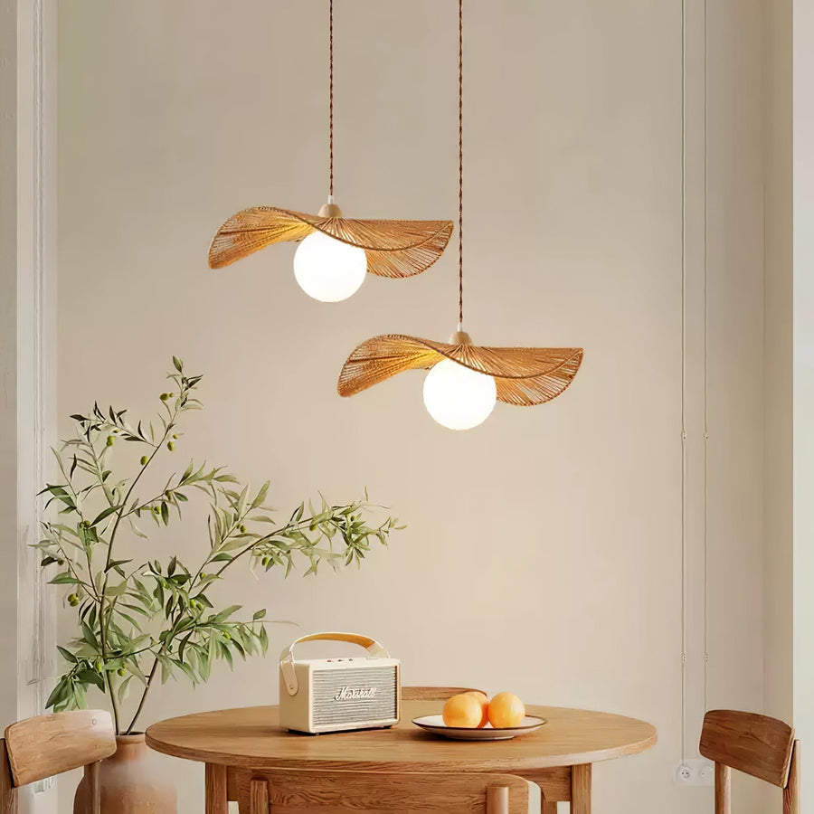 Suspension Nausicaa en verre et jute – vue 2