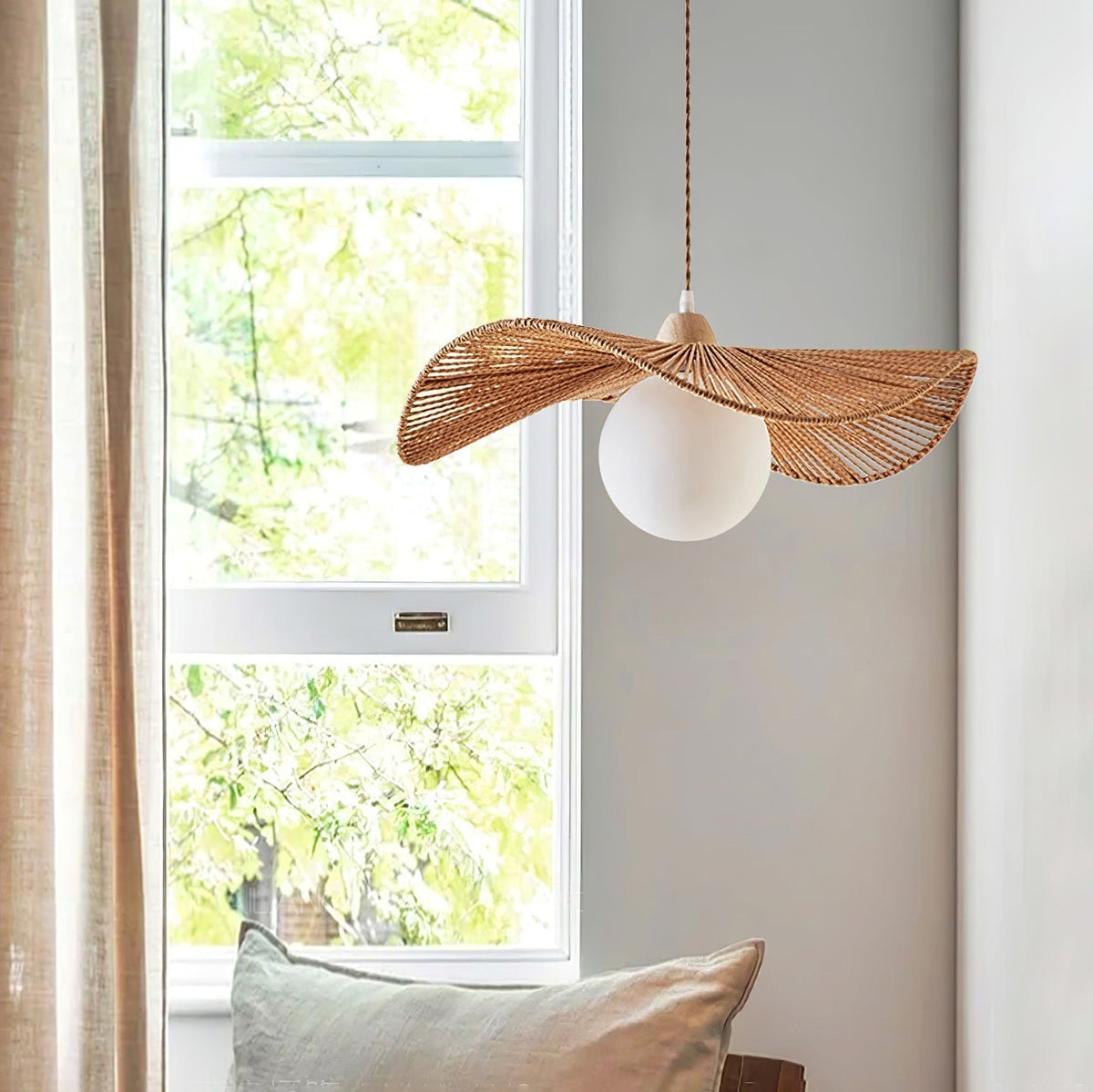 Suspension Nausicaa en verre et jute – vue 6