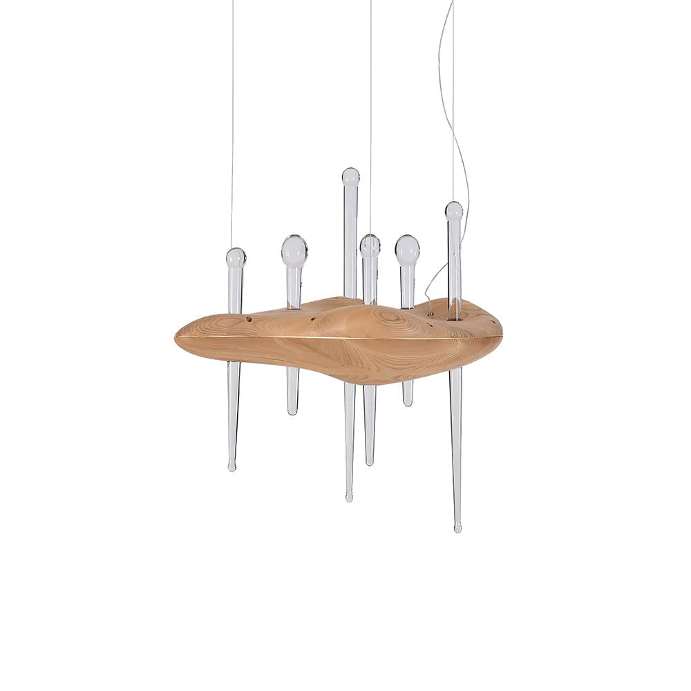 Lustre Onde en verre et chêne – vue 6