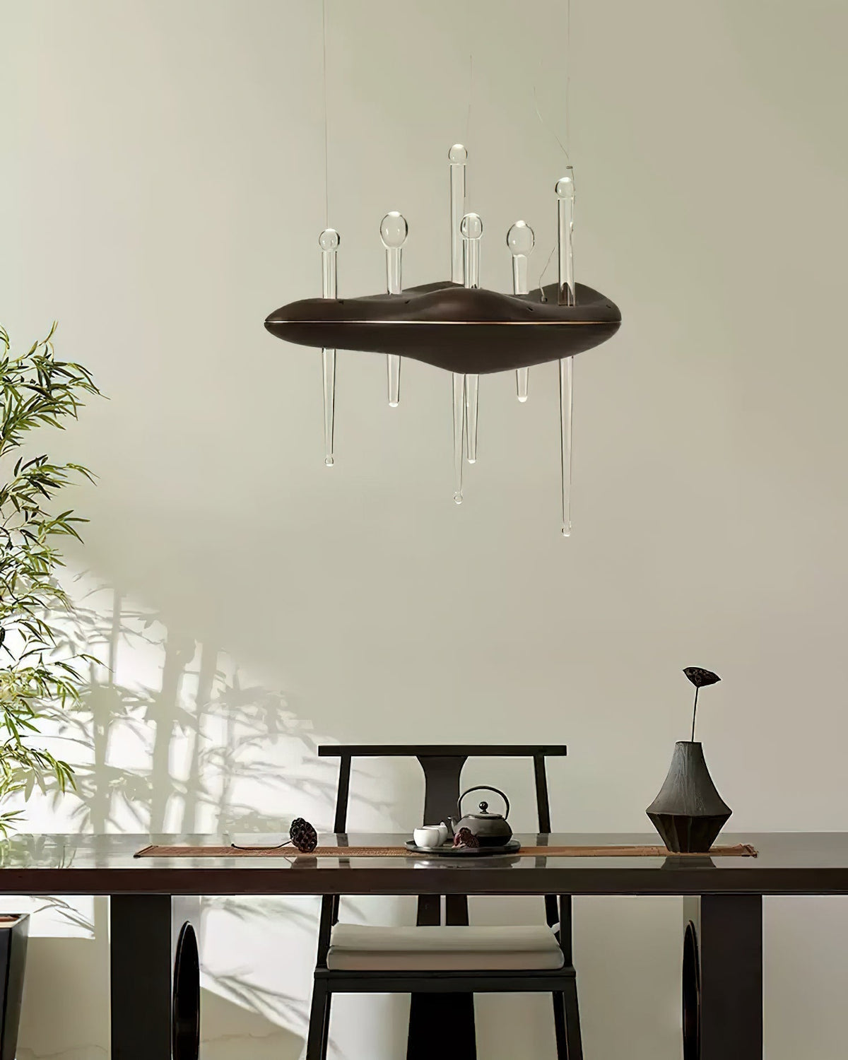 Lustre Onde en verre et chêne – vue 23
