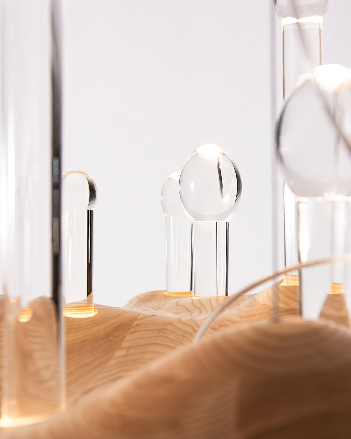 Lustre Onde en verre et chêne – vue 28