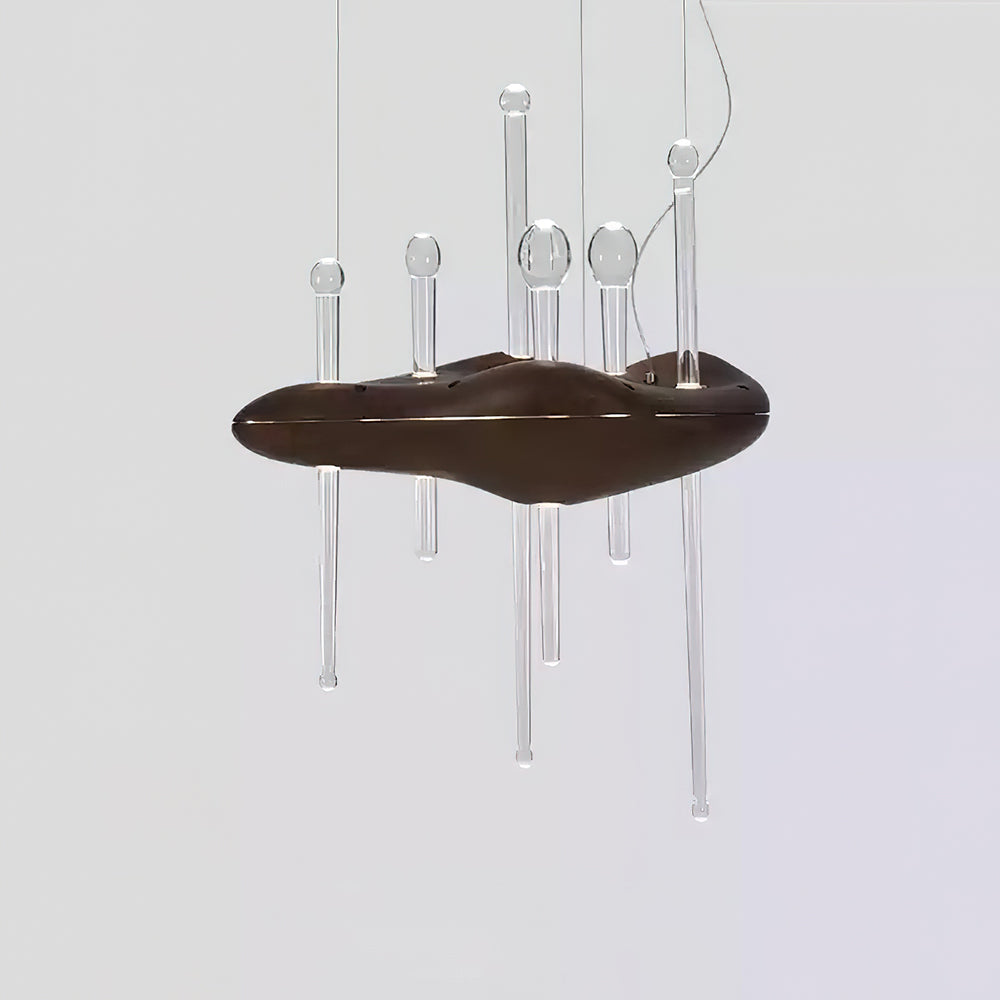 Lustre Onde en verre et chêne – vue 5