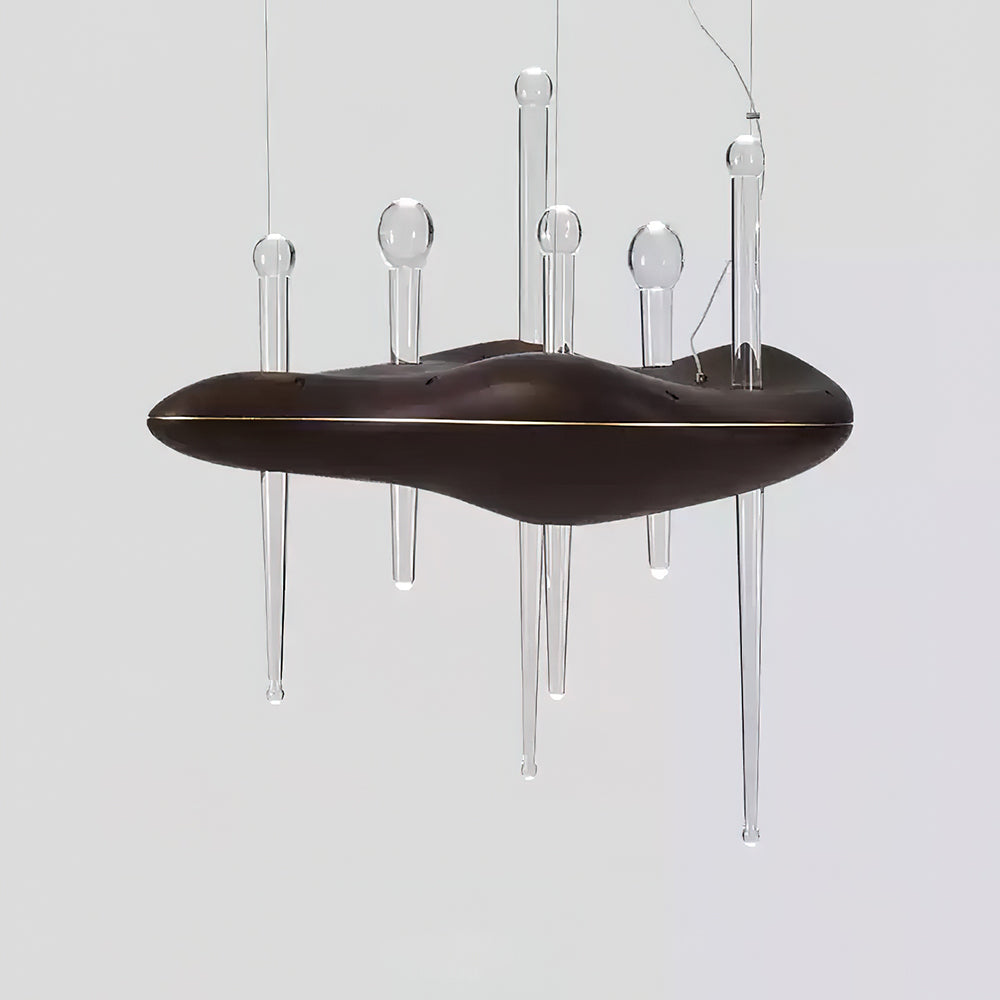 Lustre Onde en verre et chêne – vue 3