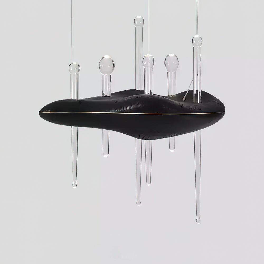 Lustre Onde en verre et chêne – vue 15