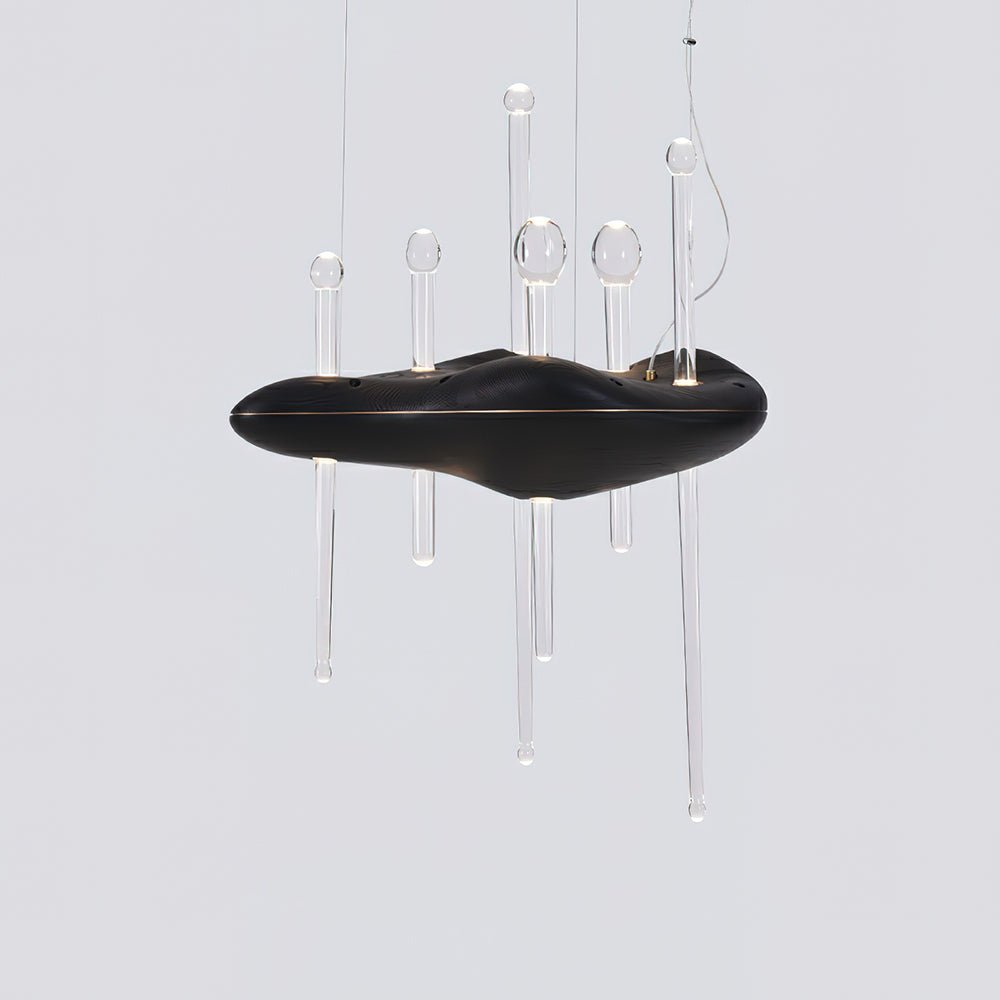 Lustre Onde en verre et chêne – vue 11