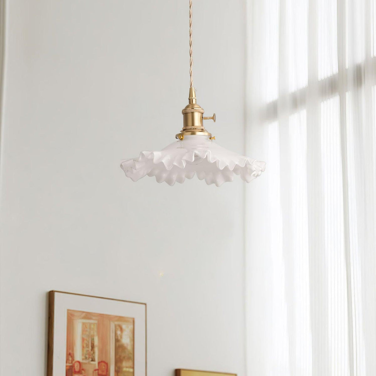 Suspension Géode en verre et laiton – vue 8