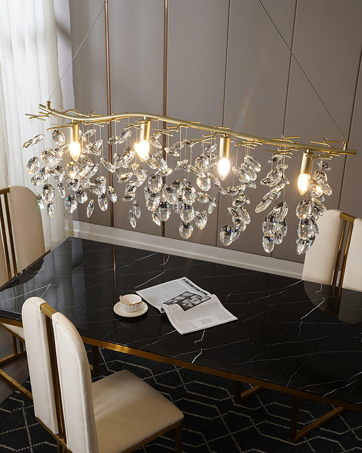 Lustre Véga en cristal et laiton – vue 5