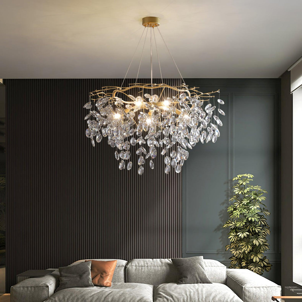 Lustre Véga en cristal et laiton – vue 4