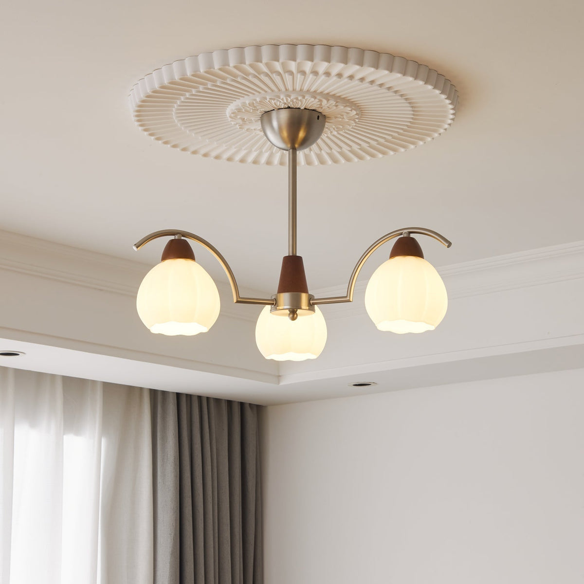 Lustre Patio en verre et bois – vue 15