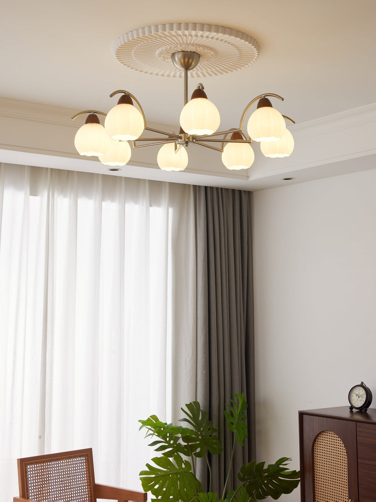 Lustre Patio en verre et bois – vue 14