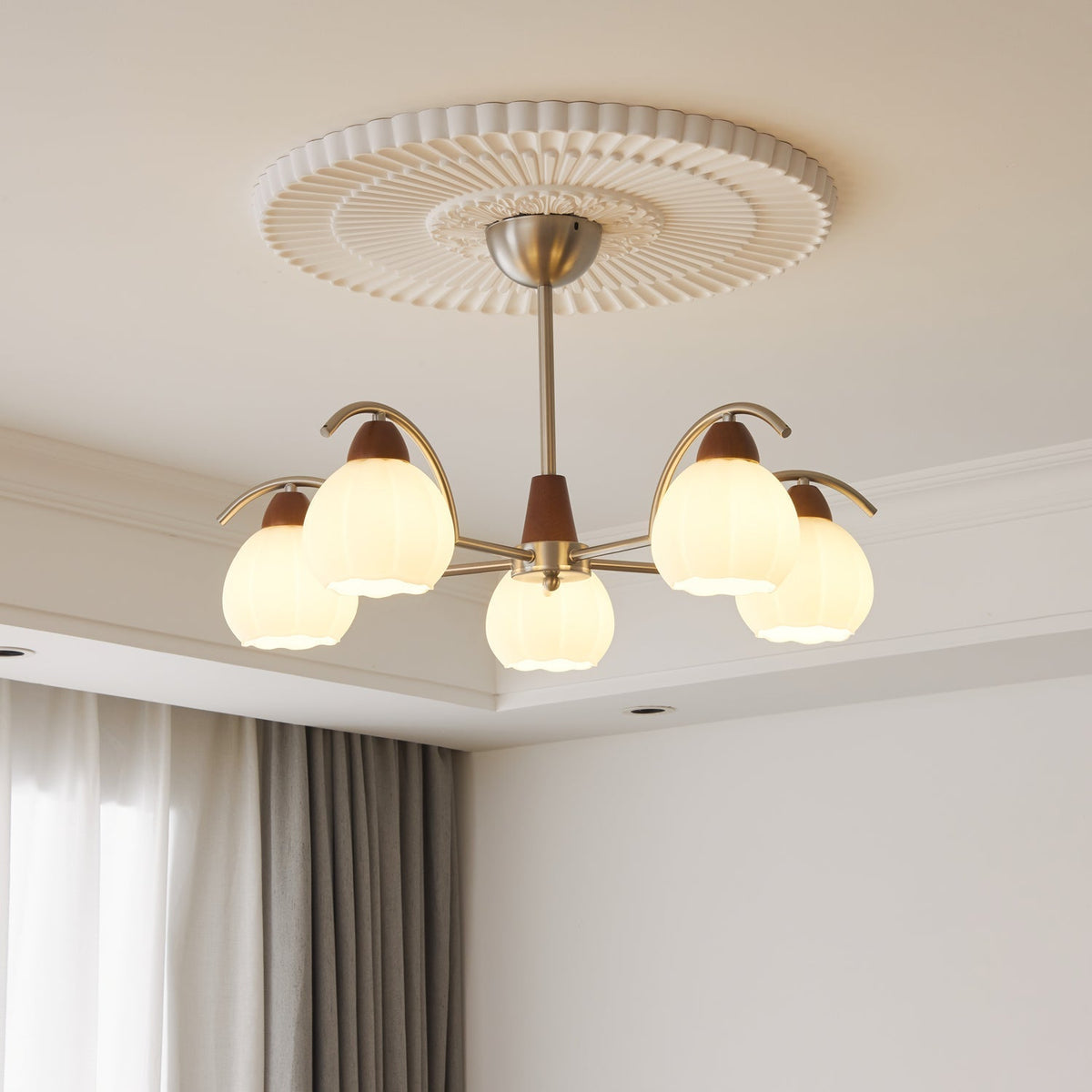 Lustre Patio en verre et bois – vue 10