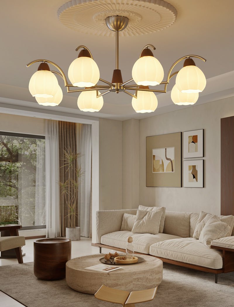 Lustre Patio en verre et bois – vue 12
