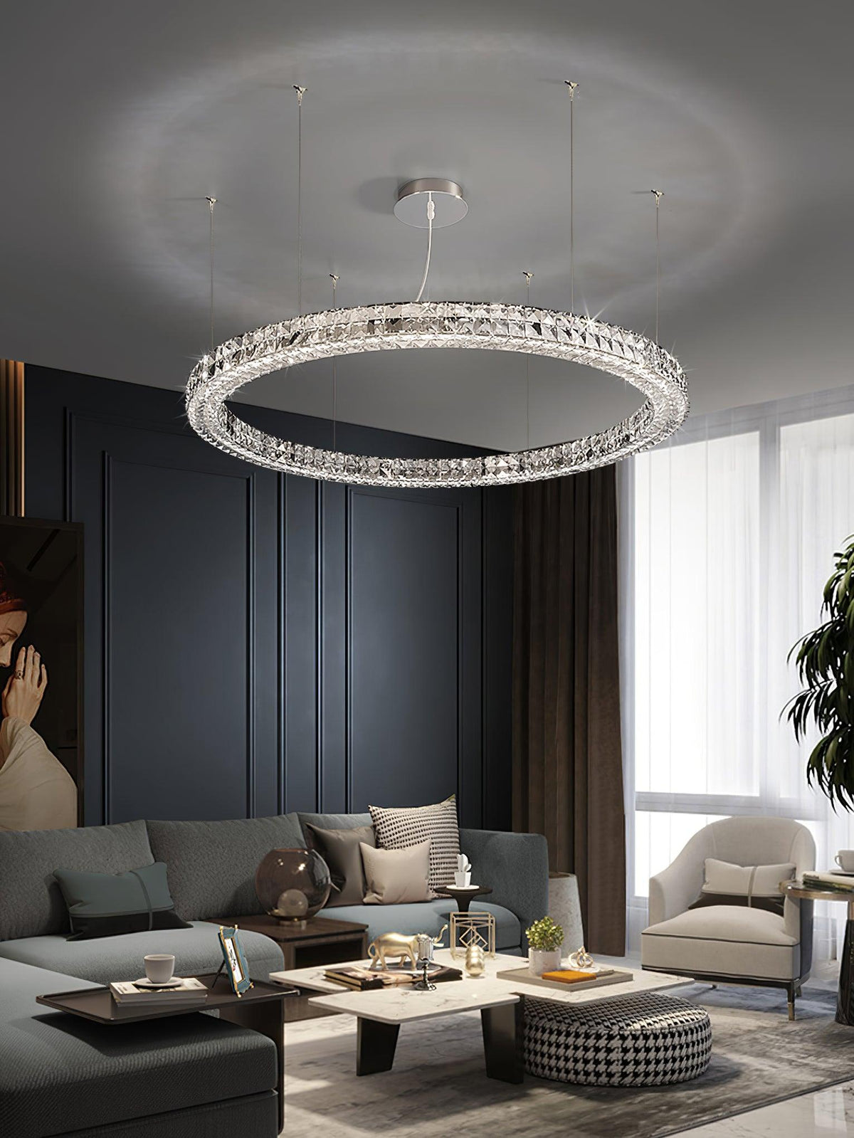 Lustre Noirmoutier en cristal et métal – vue 7